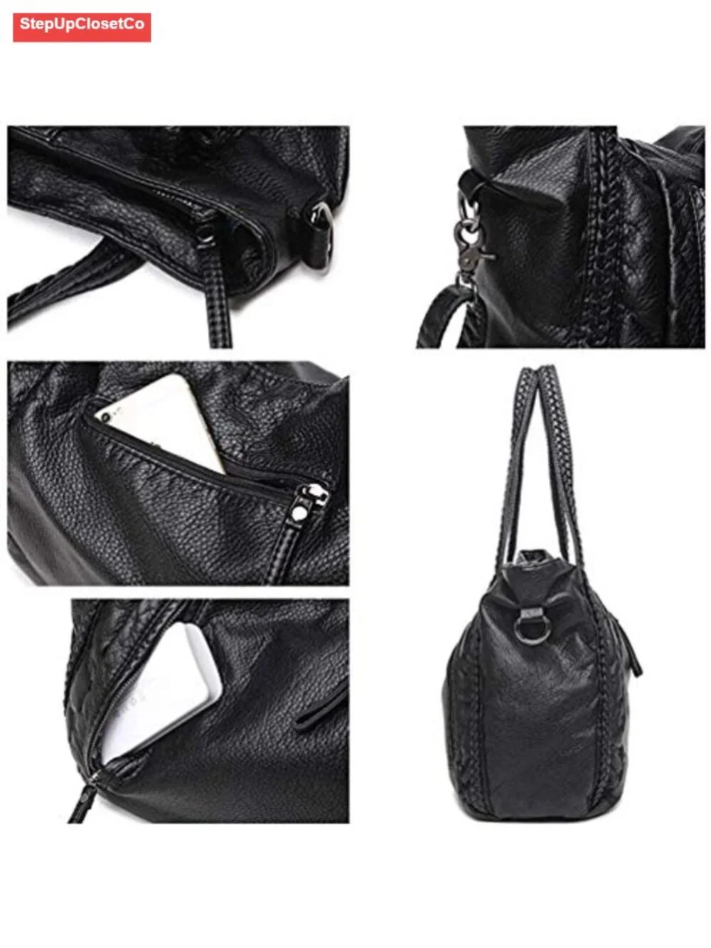 Large Slouchy Hobo Tote Bag for Women PU Leather Multi-Pocket Oversized Handbag